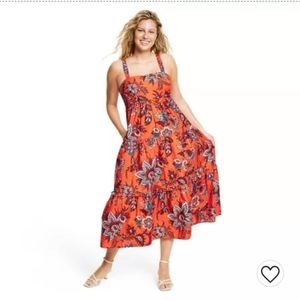 RHODE x Target Large Leafy Floral Print Tiered Midi Dress